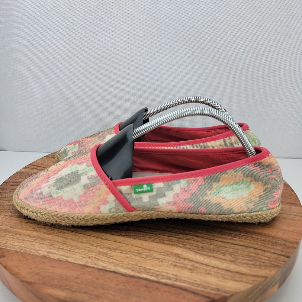 Sanuk Womens Size 10 Red Boho Sun Fade Print Mya Espadrille Flats Shoes